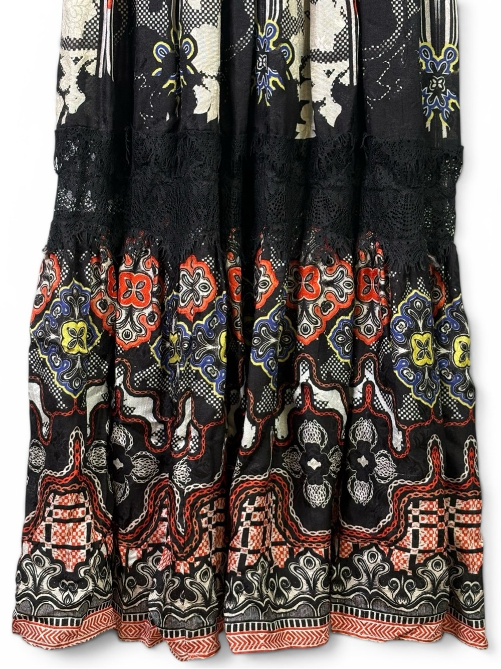 Anthropologie Bhanuni by Jyoti Tiered Maxi Dress Boho Print Size 4 - Picture 9 of 16